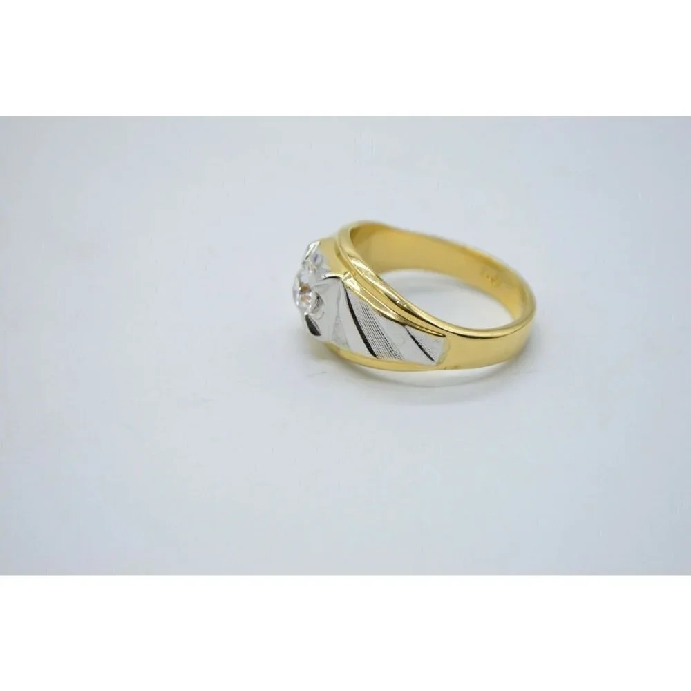 Signed 10K GF Men's Faux Diamond Clear Rhinestone